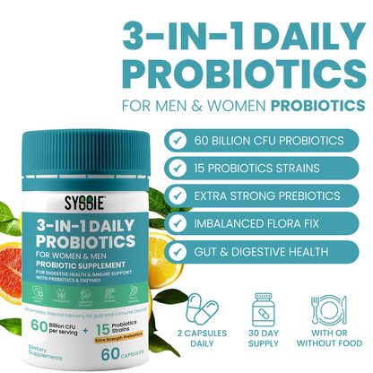 Syssie® 3-In-1 Daily Probiotics For Women & Men